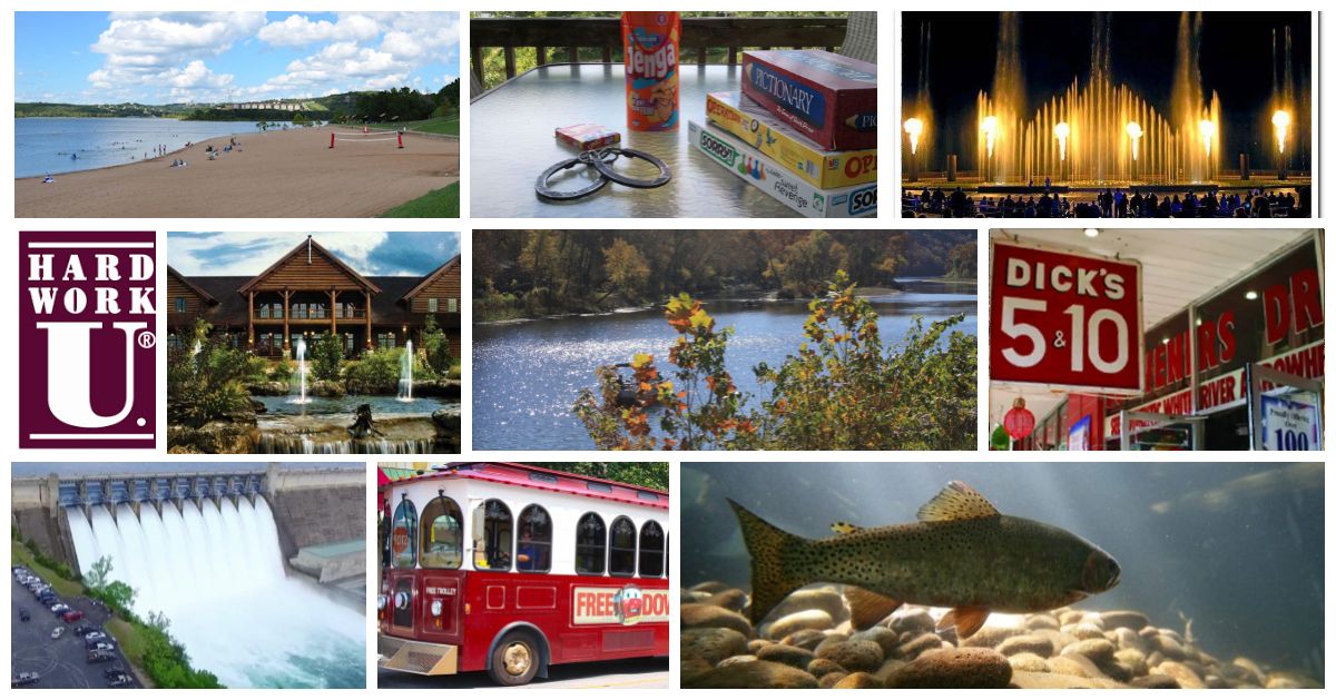 Collage of free activities in Branson.