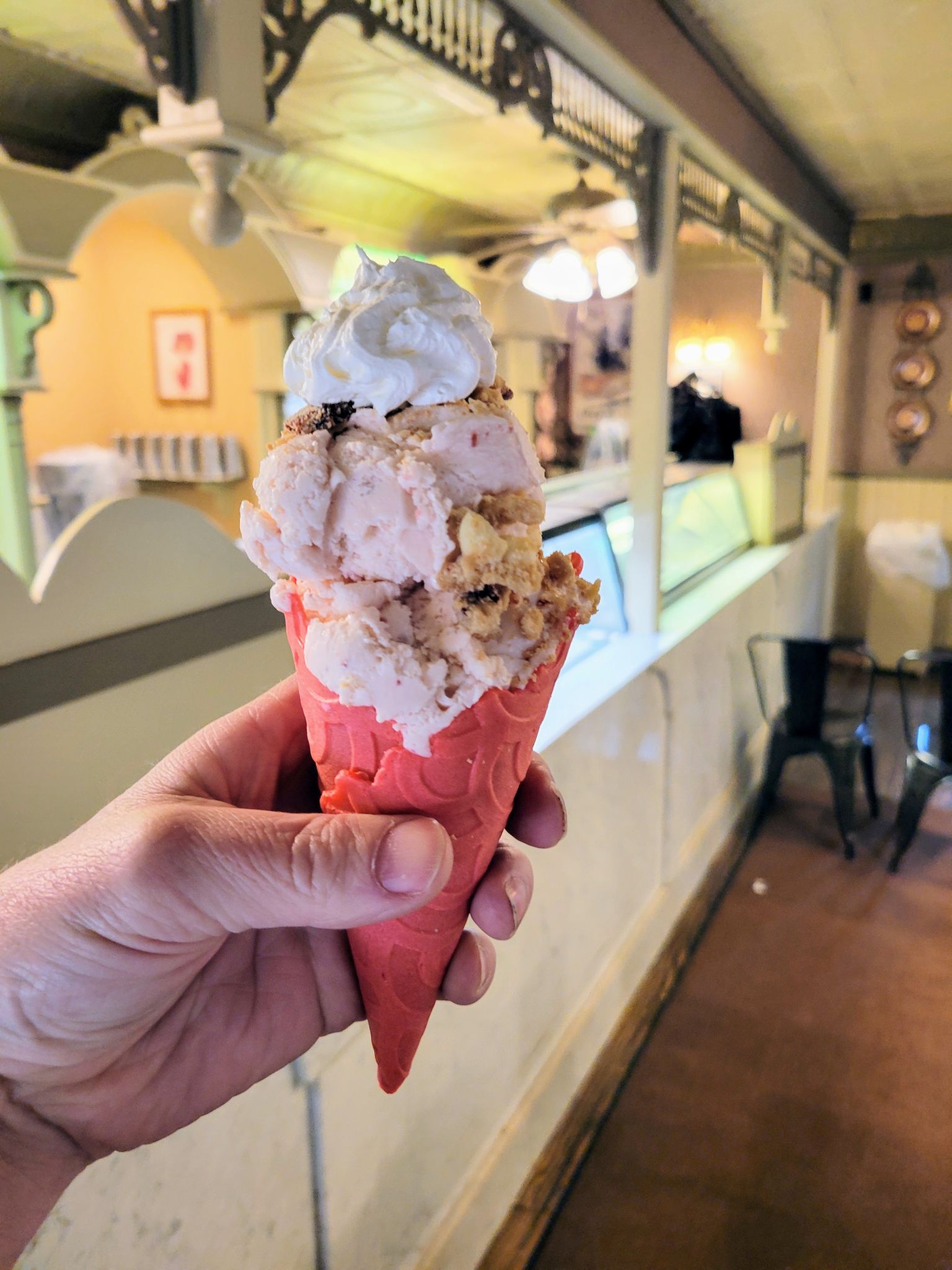 Ice cream cone at Hannah’s Ice Cream Parlor at Silver Dollar City
