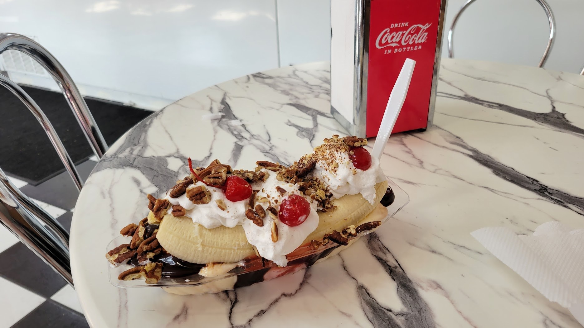 Banana split and sundaes at Mr. B’s Ice Cream Parlor in Branson