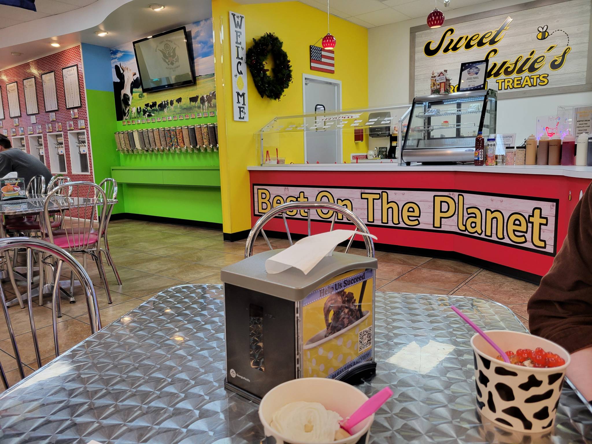 Frozen yogurt and toppings at Sweet Susie’s in Branson