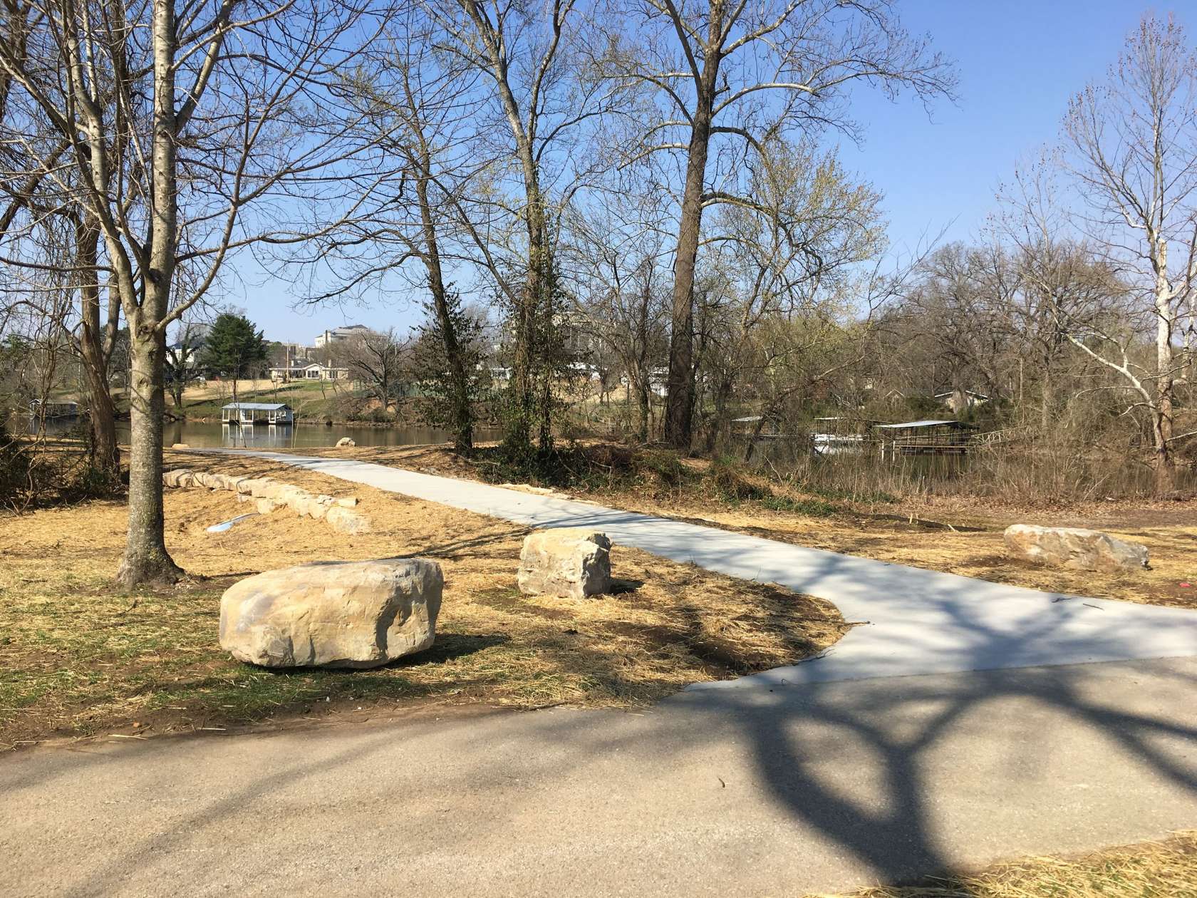 Paved Roark Creek Trail for walking and biking in Branson Missouri