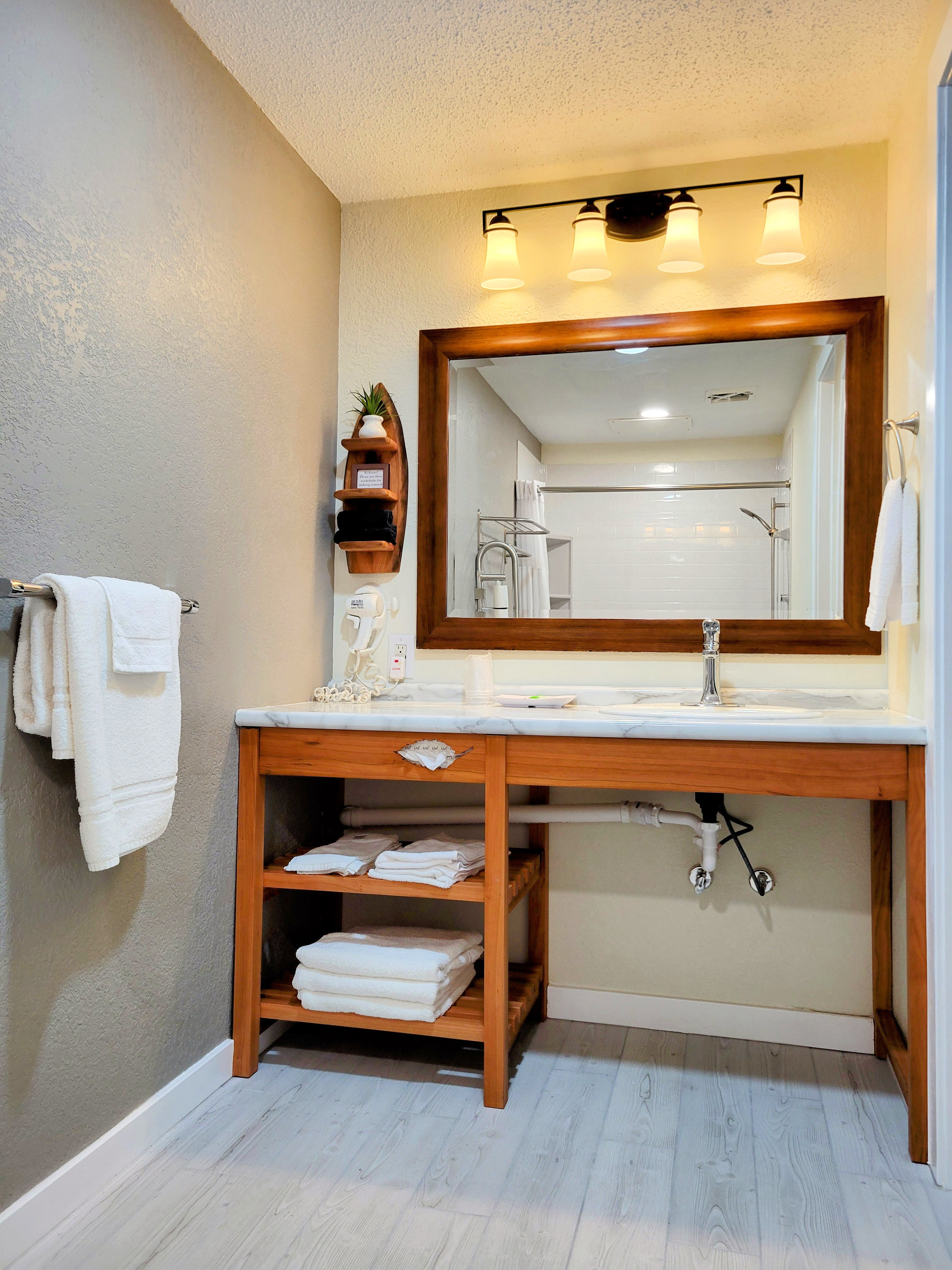 Spacious bathroom in the ADA Accessible King Room