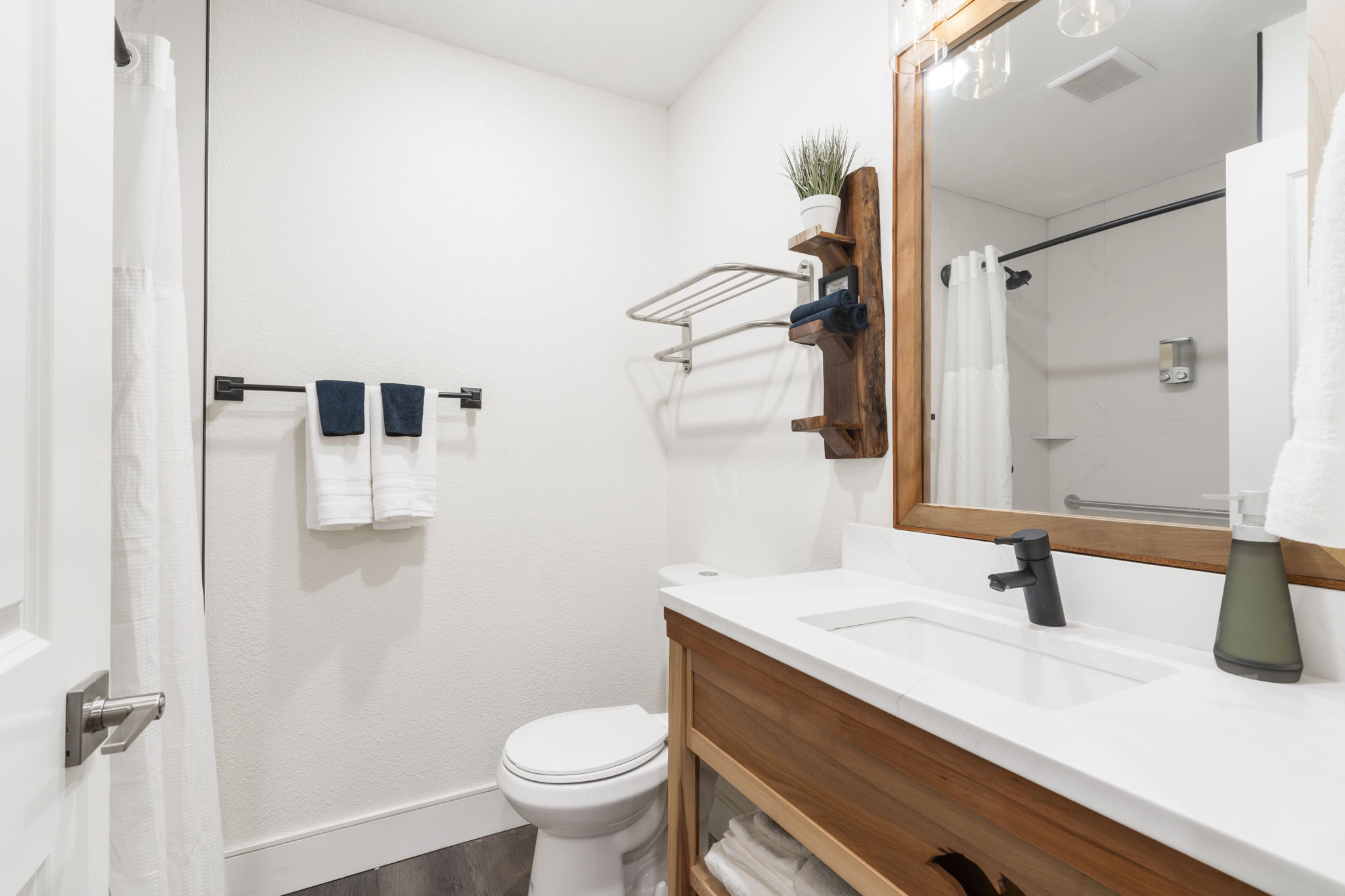 Walk-in shower in the Two-Bedroom Suite