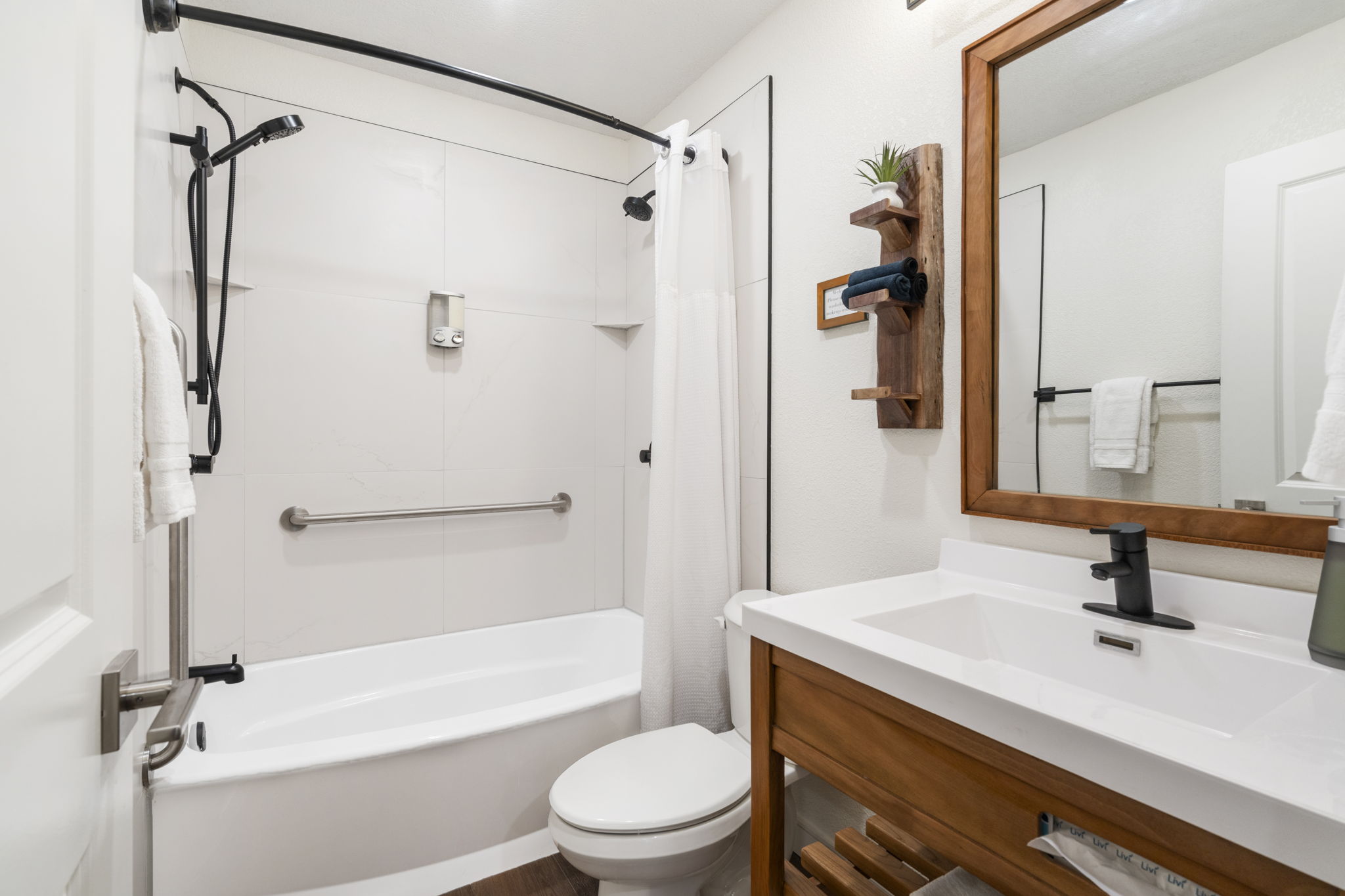 Large tub and double shower heads in the Two-Bedroom Suite